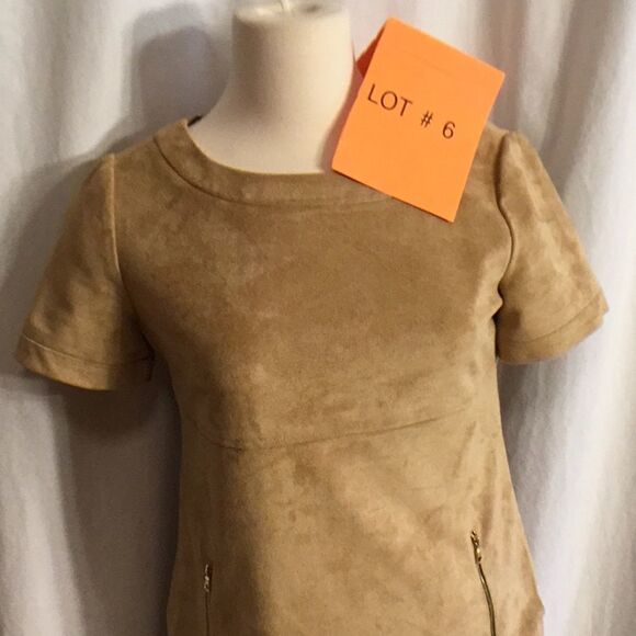 PHOEBE COUTUAL size 2 suede look dress in tan NWOT - Picture 4 of 8